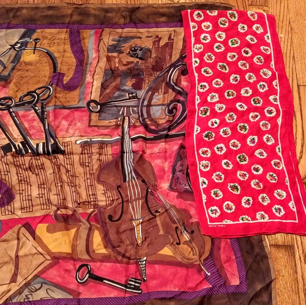 2 Silk Vtg Albert Nipon Scarves